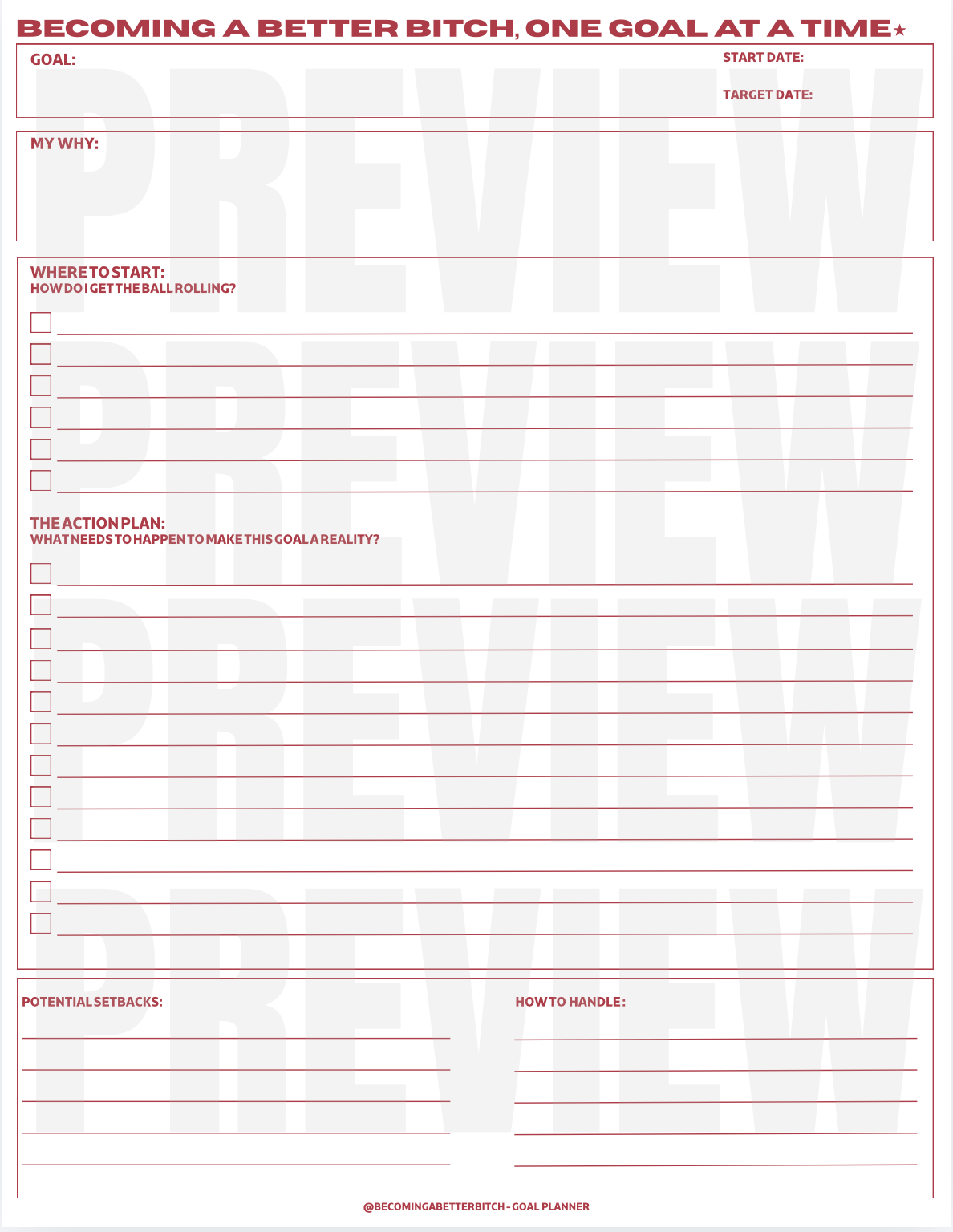 The Goal Planner | Printable + Digital PDF