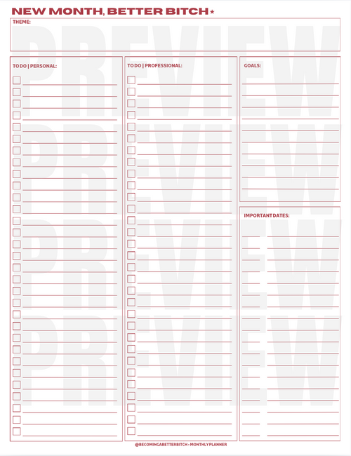The Monthly Planner | Printable + Digital PDF
