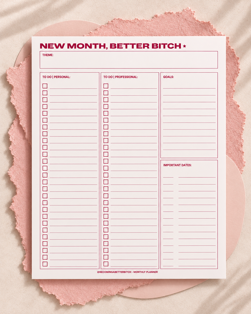 The Monthly Planner | Printable + Digital PDF