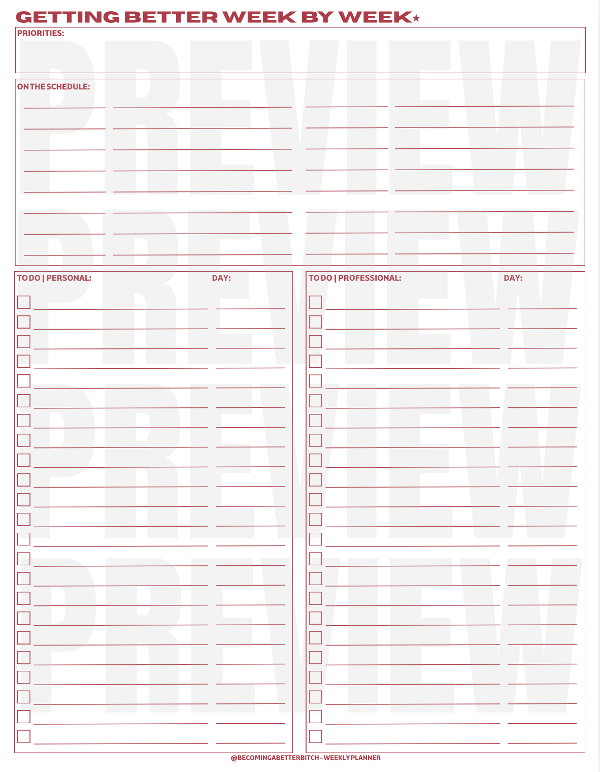 The Weekly Planner | Printable + Digital PDF